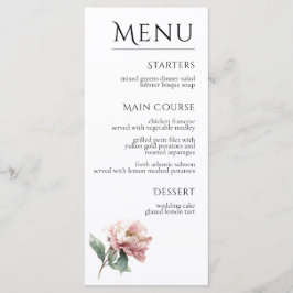 Blush Pink Peony Flower Elegant Dinner Wedding  Meny