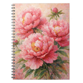 Blush Pink Peony Garden Floral Anteckningsbok