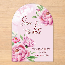 Blush Pink Peony Save the Date Card