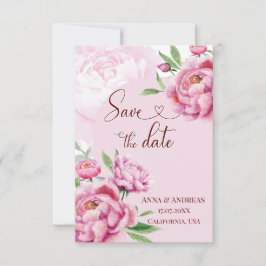 Blush Pink Peony Save the Date Card Spara Datumet