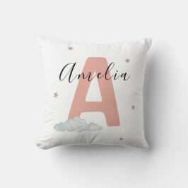 Blush Pink Personalized Baby Name Pillow Custom Kudde