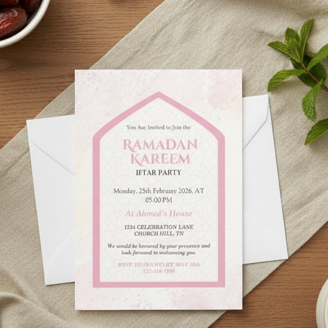 Blush Pink Personalized Ramadan Kareem Iftar  Inbjudningar (Skapare uppladdad)