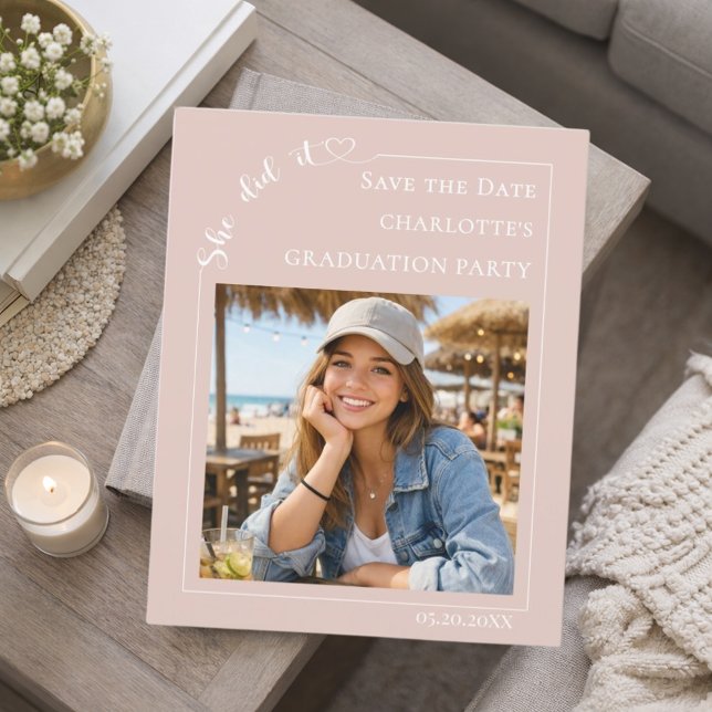Blush Pink Photo Graduation Save the Date Flygblad (Skapare uppladdad)