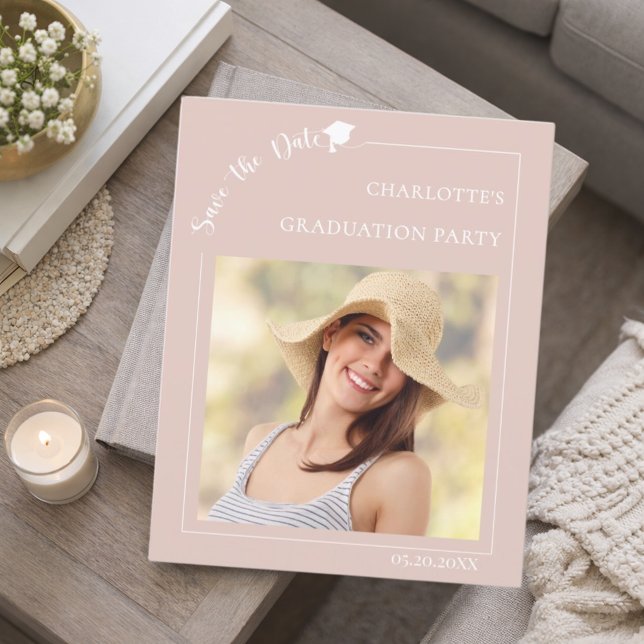 Blush Pink Photo Graduation Save the Date Flygblad (Skapare uppladdad)