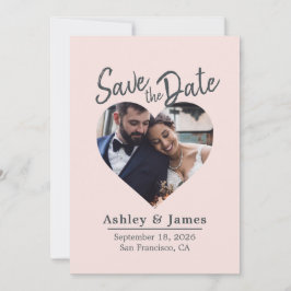 Blush Pink Photo Modern Script Save the Date Spara Datumet
