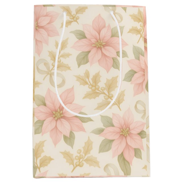 Blush Pink Poinsettia Holiday Gift Bag (Framsidan)