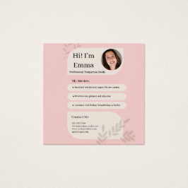 Blush Pink Postpartum Doula Professional Design Fyrkantigt Visitkort
