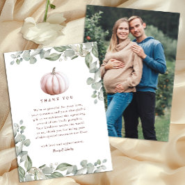 Blush Pink Pumpkin Fall Baby Shower Thank You Card Tack Kort