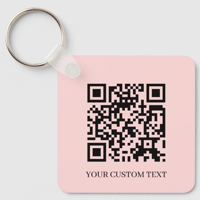 Blush Pink QR | Minimalist Custom Text Keychain Nyckelring (Framsida)