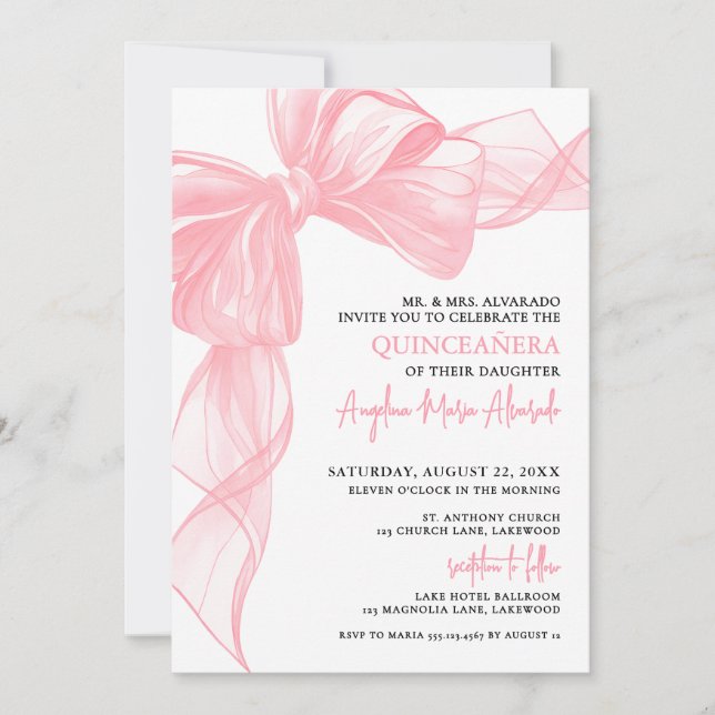 Blush Pink Quinceanera Inbjudningar (Framsida)