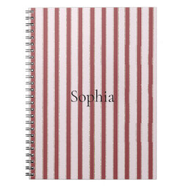 Blush Pink Red Stripes Anteckningsbok