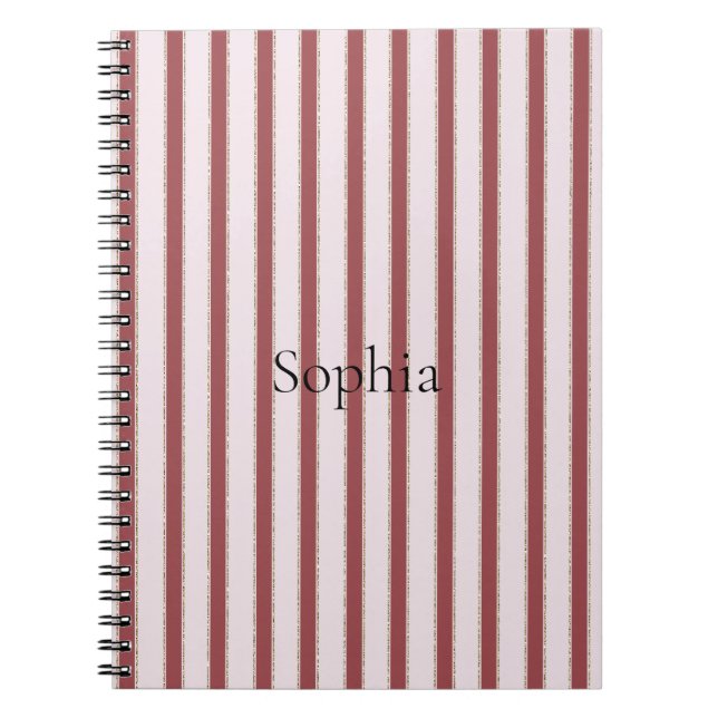 Blush Pink Red Stripes Anteckningsbok (Framsidan)