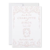 Blush Pink Rococo Save the Date Card