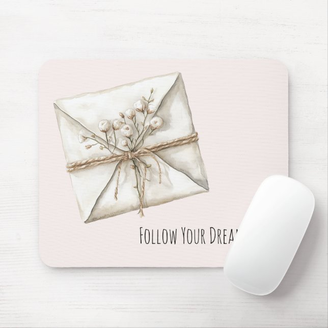 Blush Pink Romantic Flowers Envelope Dreams Musmatta (Med mus)