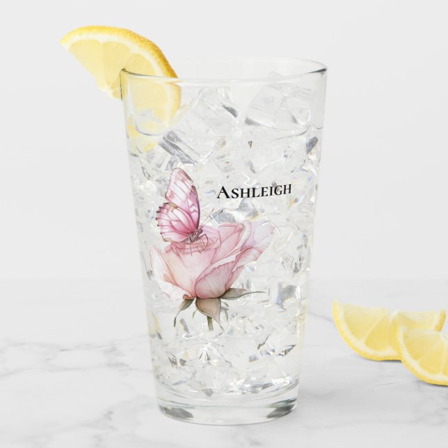 Blush Pink Rose Butterfly   Glaskopp (Framsida Ice)