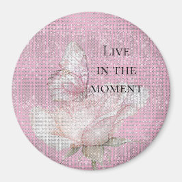 Blush Pink Rose Butterfly Sparkle   Magnet