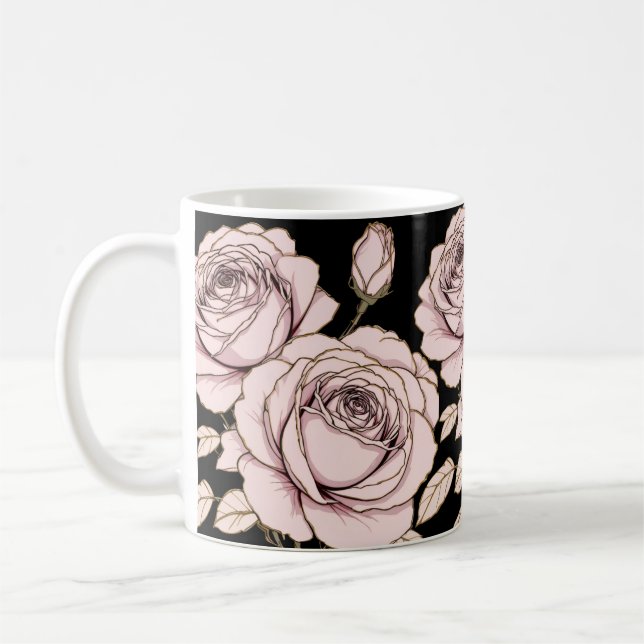Blush Pink Rose Floral Mug Kaffemugg (Vänster)