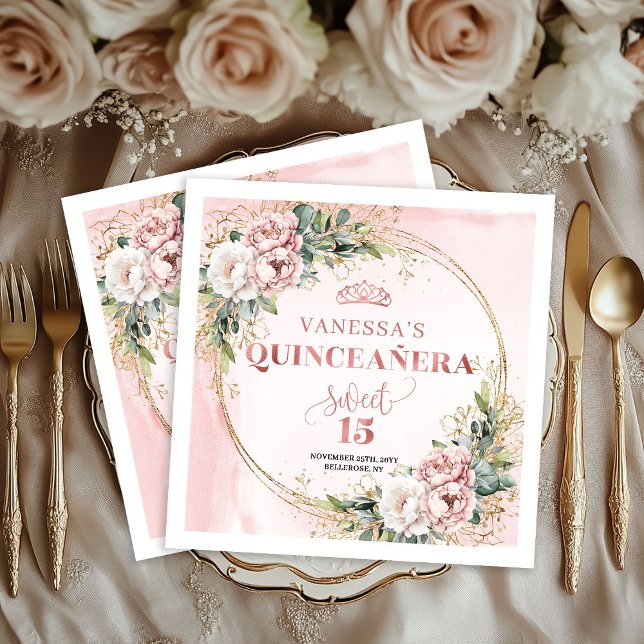 Blush Pink Rose Gold Botanical Quince Napkins Pappersservett (Blush Pink Rose Gold Botanical Quince Napkins)