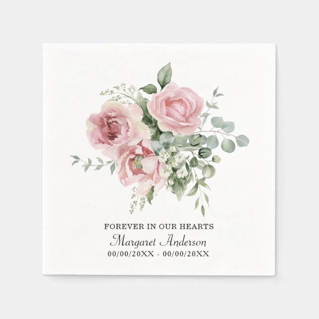 Blush Pink Rose Memorial Pappersservett (Framsidan)