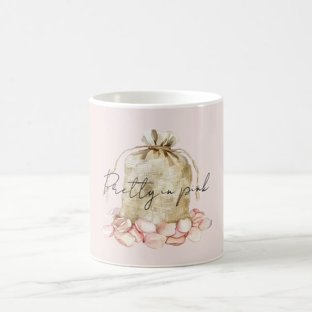 Blush Pink Rose Petals Floral Bag Kaffemugg (Center)