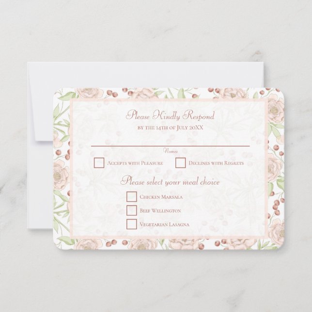 Blush Pink Rose Vintage Wedding RSVP Reply Inbjudningar (Framsida)