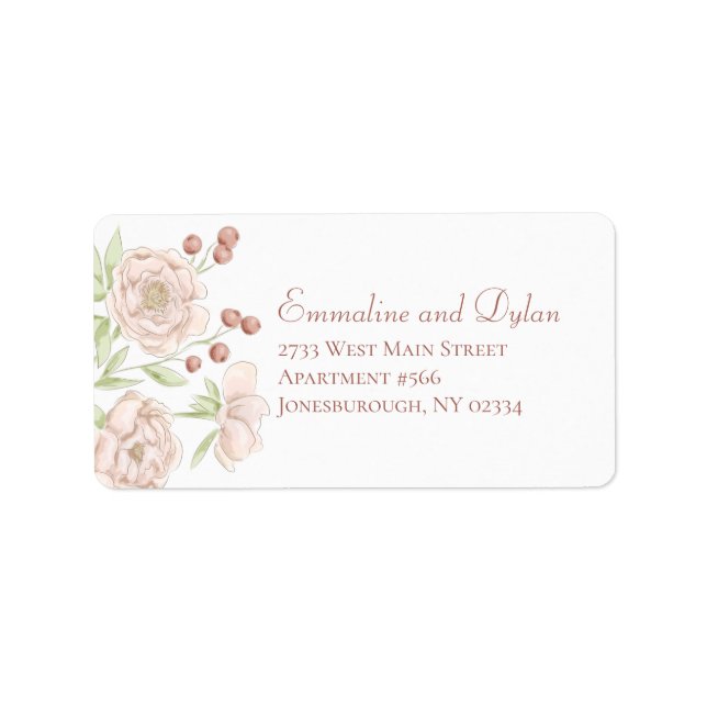Blush Pink Rose Wedding Address Labels Adressetikett (Framsidan)
