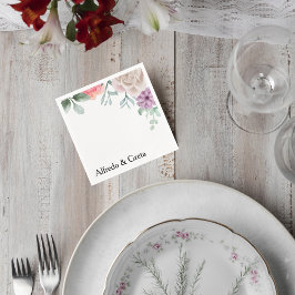 Blush Pink Rose Wedding Cocktail Napkin Pappersservett