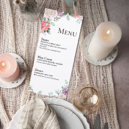 Blush Pink Rose Wedding Menu Card Meny
