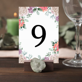 Blush Pink Rose Wedding Table Number Card Bordsnummer