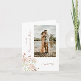 Blush Pink Rose Wedding Thank You Cards Photo Inbjudan