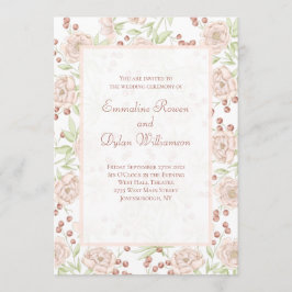 Blush Pink Rose Wedding Vintage Inbjudningar