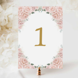 Blush Pink Roses Floral Birthday Sweet 16 Wedding Bordsnummer