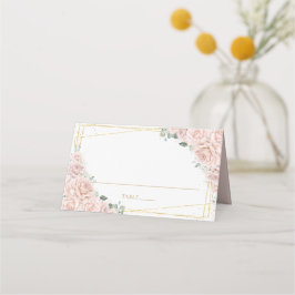 Blush Pink Roses Floral Gold Quinceañera Birthday Placeringskort