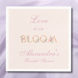Blush Pink Roses Love is in Bloom Bridal Shower Pappersservett