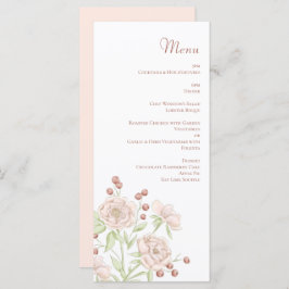 Blush Pink Roses Wedding Modern Menus Meny