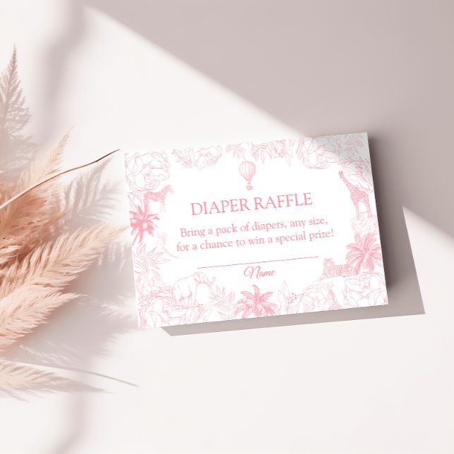 Blush Pink Safari Animals Jungle Diaper Raffle Tilläggskort (Skapare uppladdad)