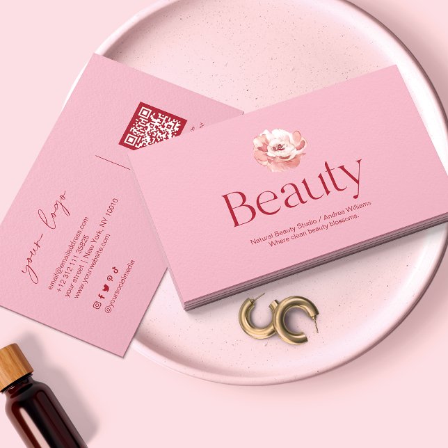 Blush Pink Salon Beauty Business Card Visitkort (Skapare uppladdad)