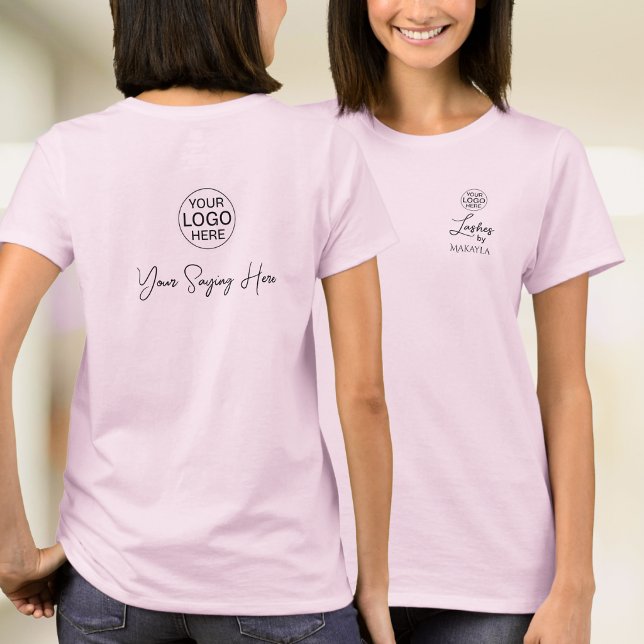 Blush Pink Script Logo Lashes Staff T Shirt (Skapare uppladdad)