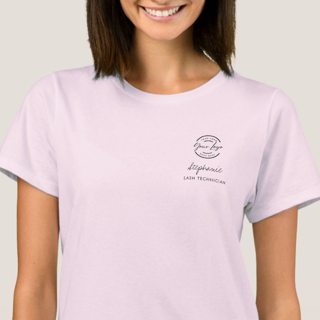 Blush Pink Script Logo Lashes Staff T Shirt (Skapare uppladdad)