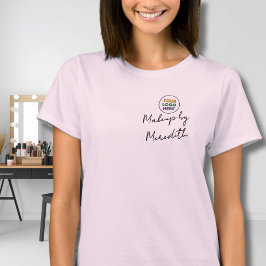 Blush Pink Script Logo Makeup Staff  T Shirt