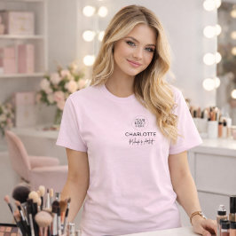 Blush Pink Script Logo Makeup Staff T Shirt