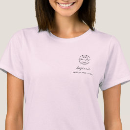 Blush Pink Script Logo Makeup Staff T Shirt