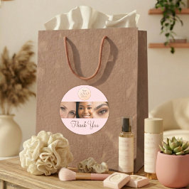 Blush Pink Script Logo Photo Lashes Thank You  Runt Klistermärke