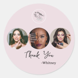 Blush Pink Script Logo Photo Makeup Artist Runt Klistermärke