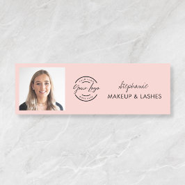 Blush Pink Script Logo Photo Makeup Namnbricka