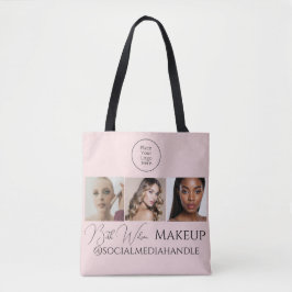 Blush Pink Script Logo Photo Makeup Studio Tote  Tygkasse