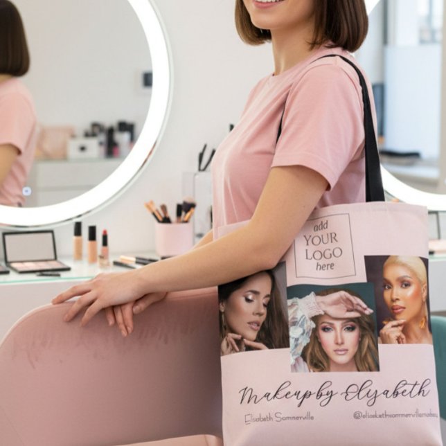 Blush Pink Script Logo Photo Makeup Studio Tygkasse (Skapare uppladdad)