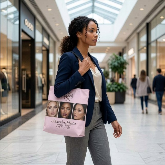 Blush Pink Script Logo Photo Makeup Studio Tygkasse (Blush Pink Script Logo Photo Makup Studio Tote Bag)