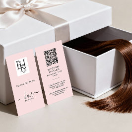 Blush Pink Script Logo QR Code Hair Extension Visitkort