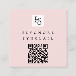 Blush Pink Script Logo QR Code Lashes Fyrkantigt Visitkort